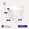 imageHOMZ 2Pack Latching Lid Large Clear Plastic Storage Bins with Lids 66 Quart Blue Latch  Stackable Container Boxes for Home Bathroom and Office OrganizationGray
