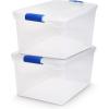 imageHOMZ 2Pack Latching Lid Large Clear Plastic Storage Bins with Lids 66 Quart Blue Latch  Stackable Container Boxes for Home Bathroom and Office OrganizationBlue