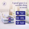 imageHOMZ 2Pack Under Bed Storage Clear Plastic Containers with Lids 60 Quart Gray Latch  Stackable Underbed Organizer Bins for Shoes Bags Clothes and TowelsBlue