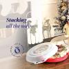 imageHOMZ 3Pack Seasonal Holiday Decorative Wreath Storage Organizer 24 Inch Red ampamp Clear  Round Plastic Christmas Decoration Holder for Wreaths and Garlands w 4Way Latches BuiltIn HandleRed