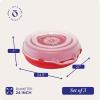 imageHOMZ 3Pack Seasonal Holiday Decorative Wreath Storage Organizer 24 Inch Red ampamp Clear  Round Plastic Christmas Decoration Holder for Wreaths and Garlands w 4Way Latches BuiltIn HandleRed