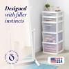 imageHOMZ 5Drawer Storage Cart Clear Plastic Drawers with Casters 1425quot Wide Medium White Frame  Organizing Drawer Containers for Home Bathroom Bedroom Office and ClassroomWhite frame with clear drawer