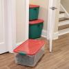 imageHOMZ 6Pack Holiday Tote Plastic Storage Organizer Bins with Lids 64 Quart ClearRed  Stackable Organizing Containers for Home Garage and Office64 Quart  1625 x 7 x 625