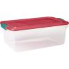 imageHOMZ 6Pack Holiday Tote Plastic Storage Organizer Bins with Lids 64 Quart ClearRed  Stackable Organizing Containers for Home Garage and Office64 Quart  1625 x 7 x 625