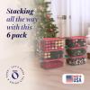 imageHOMZ 6Pack Holiday Tote Plastic Storage Organizer Bins with Lids 64 Quart ClearRed  Stackable Organizing Containers for Home Garage and Office64 Quart  1625 x 7 x 625