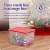 imageHOMZ 6Pack Holiday Tote Plastic Storage Organizer Bins with Lids 64 Quart ClearRed  Stackable Organizing Containers for Home Garage and Office64 Quart  235 x 16125 x 135