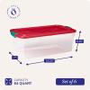 imageHOMZ 6Pack Holiday Tote Plastic Storage Organizer Bins with Lids 64 Quart ClearRed  Stackable Organizing Containers for Home Garage and Office64 Quart  1625 x 7 x 625