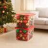 imageHOMZ 6Pack Holiday Tote Plastic Storage Organizer Bins with Lids 64 Quart ClearRed  Stackable Organizing Containers for Home Garage and Office64 Quart  235 x 16125 x 135