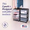 imageHOMZ Drawer Tower 3Tier Clear Plastic Storage Organizer Cart White Frame  HeavyDuty Organizing Drawers for Home Bedroom and Closet OrganizationBlack