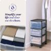 imageHOMZ Drawer Tower 3Tier Clear Plastic Storage Organizer Cart White Frame  HeavyDuty Organizing Drawers for Home Bedroom and Closet OrganizationBlack