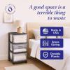 imageHOMZ Drawer Tower 3Tier Clear Plastic Storage Organizer Cart White Frame  HeavyDuty Organizing Drawers for Home Bedroom and Closet OrganizationBlack