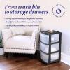 imageHOMZ Drawer Tower 3Tier Clear Plastic Storage Organizer Cart White Frame  HeavyDuty Organizing Drawers for Home Bedroom and Closet OrganizationBlack