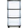 imageHOMZ Drawer Tower 3Tier Clear Plastic Storage Organizer Cart White Frame  HeavyDuty Organizing Drawers for Home Bedroom and Closet OrganizationBlack
