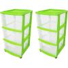 imageHOMZ Drawer Tower 3Tier Clear Plastic Storage Organizer Cart White Frame  HeavyDuty Organizing Drawers for Home Bedroom and Closet OrganizationBold Lime