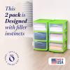imageHOMZ Drawer Tower 3Tier Clear Plastic Storage Organizer Cart White Frame  HeavyDuty Organizing Drawers for Home Bedroom and Closet OrganizationBold Lime