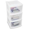 imageHOMZ Drawer Tower 3Tier Clear Plastic Storage Organizer Cart White Frame  HeavyDuty Organizing Drawers for Home Bedroom and Closet OrganizationPurple