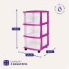 imageHOMZ Drawer Tower 3Tier Clear Plastic Storage Organizer Cart White Frame  HeavyDuty Organizing Drawers for Home Bedroom and Closet OrganizationPurple