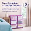 imageHOMZ Drawer Tower 3Tier Clear Plastic Storage Organizer Cart White Frame  HeavyDuty Organizing Drawers for Home Bedroom and Closet OrganizationPurple