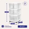 imageHOMZ Drawer Tower 3Tier Clear Plastic Storage Organizer Cart White Frame  HeavyDuty Organizing Drawers for Home Bedroom and Closet OrganizationWhite