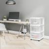 imageHOMZ Drawer Tower 3Tier Clear Plastic Storage Organizer Cart White Frame  HeavyDuty Organizing Drawers for Home Bedroom and Closet OrganizationWhite