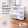 imageHOMZ Drawer Tower 3Tier Clear Plastic Storage Organizer Cart White Frame  HeavyDuty Organizing Drawers for Home Bedroom and Closet OrganizationWhite