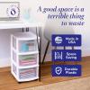 imageHOMZ Drawer Tower 3Tier Clear Plastic Storage Organizer Cart White Frame  HeavyDuty Organizing Drawers for Home Bedroom and Closet OrganizationWhite