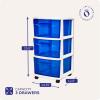 imageHOMZ Drawer Tower 3Tier Clear Plastic Storage Organizer Cart White Frame  HeavyDuty Organizing Drawers for Home Bedroom and Closet OrganizationWhite FrameBlue Drawers