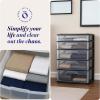 imageHOMZ Drawer Tower 3Tier Wide Clear Plastic Storage Organizer Cart Black Frame  Organizing Containers with Wheels for Home Bathroom Bedroom Office and ClassroomBlack Frame