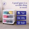 imageHOMZ Drawer Tower 3Tier Wide Clear Plastic Storage Organizer Cart Black Frame  Organizing Containers with Wheels for Home Bathroom Bedroom Office and ClassroomWhite Frame