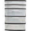 imageHOMZ Drawer Tower 3Tier Wide Clear Plastic Storage Organizer Cart Black Frame  Organizing Containers with Wheels for Home Bathroom Bedroom Office and ClassroomBlack Frame