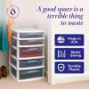 imageHOMZ Drawer Tower 3Tier Wide Clear Plastic Storage Organizer Cart Black Frame  Organizing Containers with Wheels for Home Bathroom Bedroom Office and ClassroomWhite Frame
