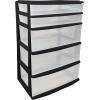 imageHOMZ Drawer Tower 3Tier Wide Clear Plastic Storage Organizer Cart Black Frame  Organizing Containers with Wheels for Home Bathroom Bedroom Office and ClassroomBlack Frame
