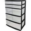 imageHOMZ Drawer Tower 3Tier Wide Clear Plastic Storage Organizer Cart Black Frame  Organizing Containers with Wheels for Home Bathroom Bedroom Office and ClassroomBlack Frame