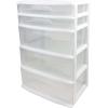 imageHOMZ Drawer Tower 3Tier Wide Clear Plastic Storage Organizer Cart Black Frame  Organizing Containers with Wheels for Home Bathroom Bedroom Office and ClassroomWhite Frame