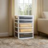 imageHOMZ Drawer Tower 3Tier Wide Clear Plastic Storage Organizer Cart Black Frame  Organizing Containers with Wheels for Home Bathroom Bedroom Office and ClassroomWhite Frame