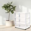 imageHOMZ Drawer Tower 3Tier Wide Clear Plastic Storage Organizer Cart Black Frame  Organizing Containers with Wheels for Home Bathroom Bedroom Office and ClassroomWhite Frame