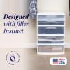 imageHOMZ Drawer Tower 3Tier Wide Clear Plastic Storage Organizer Cart Black Frame  Organizing Containers with Wheels for Home Bathroom Bedroom Office and ClassroomWhite Frame
