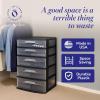 imageHOMZ Drawer Tower 3Tier Wide Clear Plastic Storage Organizer Cart Black Frame  Organizing Containers with Wheels for Home Bathroom Bedroom Office and ClassroomBlack Frame