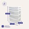 imageHOMZ Drawer Tower 3Tier Wide Clear Plastic Storage Organizer Cart Black Frame  Organizing Containers with Wheels for Home Bathroom Bedroom Office and ClassroomWhite Frame