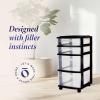 imageHOMZ Drawer Tower 4Tier Clear Plastic Storage Organizer Cart Black Frame  Rolling Drawer Containers with Wheels for Bathroom Bedroom Office and Classroom OrganizationClearBlack