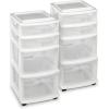 imageHOMZ Drawer Tower 4Tier Clear Plastic Storage Organizer Cart Black Frame  Rolling Drawer Containers with Wheels for Bathroom Bedroom Office and Classroom OrganizationWhite