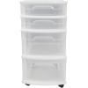 imageHOMZ Drawer Tower 4Tier Clear Plastic Storage Organizer Cart Black Frame  Rolling Drawer Containers with Wheels for Bathroom Bedroom Office and Classroom OrganizationWhite