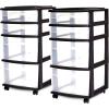 imageHOMZ Drawer Tower 4Tier Clear Plastic Storage Organizer Cart Black Frame  Rolling Drawer Containers with Wheels for Bathroom Bedroom Office and Classroom OrganizationClearBlack