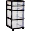 imageHOMZ Drawer Tower 4Tier Clear Plastic Storage Organizer Cart Black Frame  Rolling Drawer Containers with Wheels for Bathroom Bedroom Office and Classroom OrganizationClearBlack