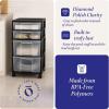 imageHOMZ Drawer Tower 4Tier Clear Plastic Storage Organizer Cart Black Frame  Rolling Drawer Containers with Wheels for Bathroom Bedroom Office and Classroom OrganizationClearBlack