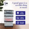 imageHOMZ Drawer Tower 4Tier Clear Plastic Storage Organizer Cart Black Frame  Rolling Drawer Containers with Wheels for Bathroom Bedroom Office and Classroom OrganizationClearBlack