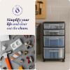 imageHOMZ Drawer Tower 4Tier Clear Plastic Storage Organizer Cart Black Frame  Rolling Drawer Containers with Wheels for Bathroom Bedroom Office and Classroom OrganizationClearBlack