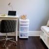 imageHOMZ Drawer Tower 4Tier Clear Plastic Storage Organizer Cart Black Frame  Rolling Drawer Containers with Wheels for Bathroom Bedroom Office and Classroom OrganizationWhite