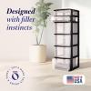 imageHOMZ Drawer Tower 6Tier Clear Plastic Storage Organizer Cart Black Frame  HeavyDuty Organizing Drawers for Home Bedroom and Closet OrganizationBlack