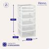 imageHOMZ Drawer Tower 6Tier Clear Plastic Storage Organizer Cart Black Frame  HeavyDuty Organizing Drawers for Home Bedroom and Closet OrganizationWhite